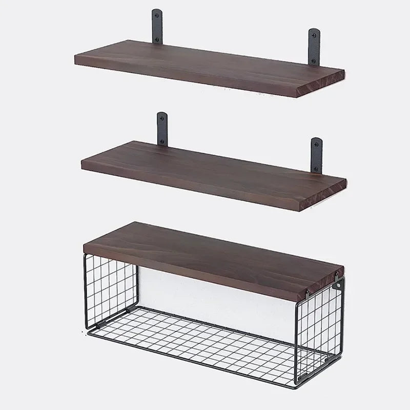 Wall Shelves Floating Mounted Wooden Storage Rack 4-Piece Set - Luvasmr