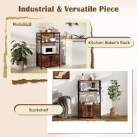 3-Tier Industrial Kitchen Bakers Rack with Cabinet - Luvasmr