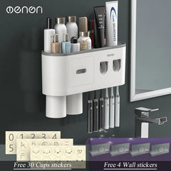 Magnetic Inverted Toothbrush Holder with Automatic Toothpaste Squeezer