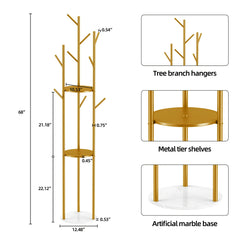 Heavy Duty Gold Metal Marble Coat Rack Stand