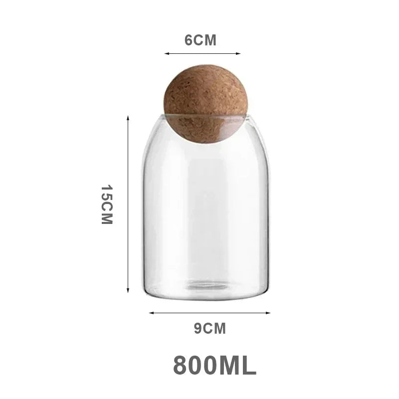 Clear Glass Storage Jar with Cork Lid Airtight Canister - Luvasmr