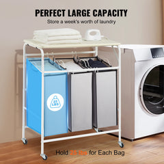 Rolling Laundry Sorter with Ironing Board