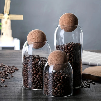 3-Piece Glass Storage Jar Set with Ball Cork Lids - Luvasmr