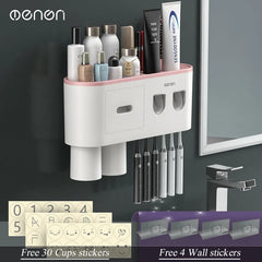 Magnetic Inverted Toothbrush Holder with Automatic Toothpaste Squeezer