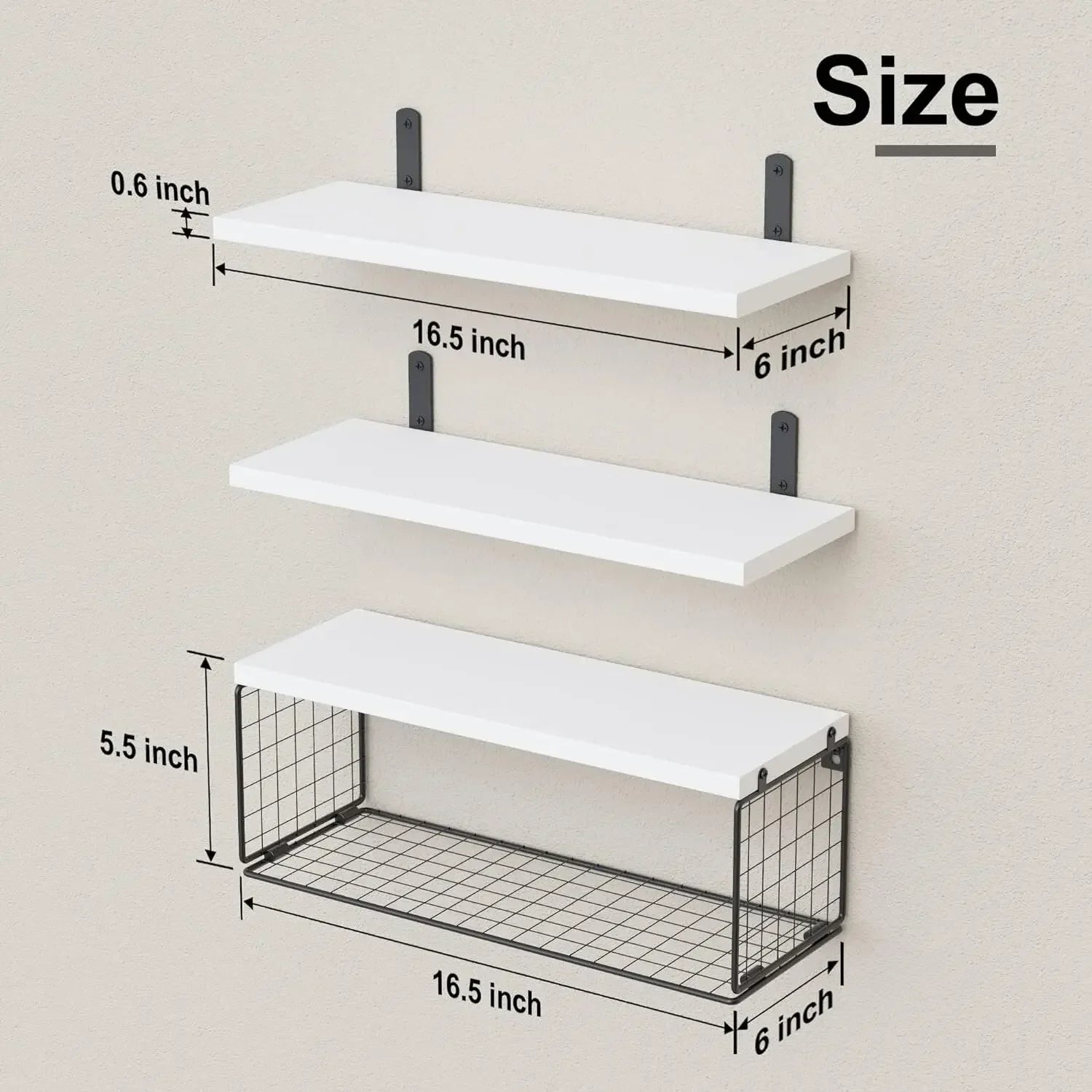 Wall Shelves Floating Mounted Wooden Storage Rack 4-Piece Set - Luvasmr