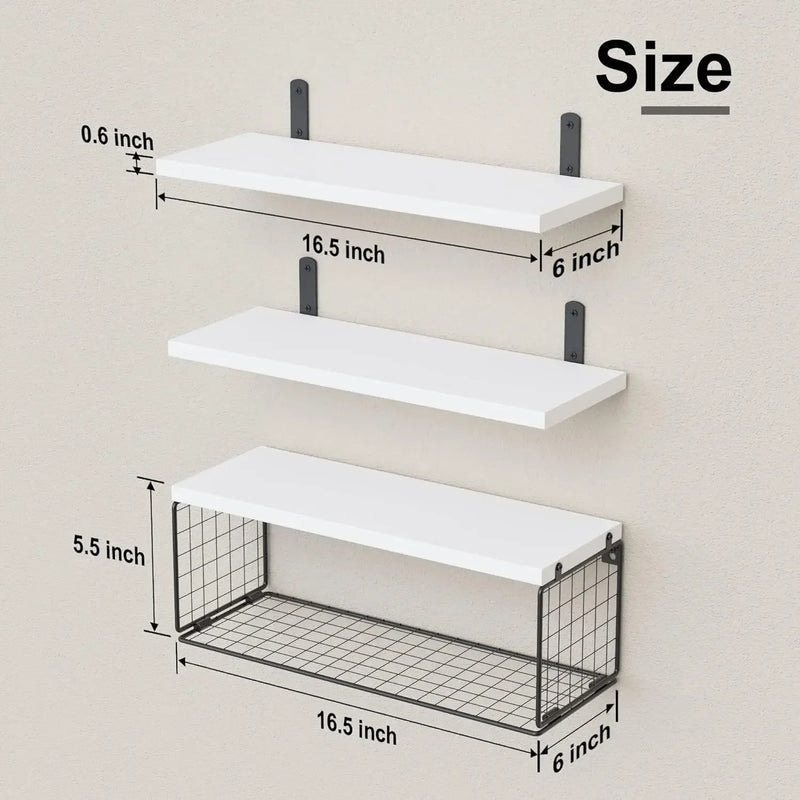 Wall Shelves Floating Mounted Wooden Storage Rack 4-Piece Set - Luvasmr