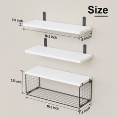 Wall Shelves Floating Mounted Wooden Storage Rack 4-Piece Set