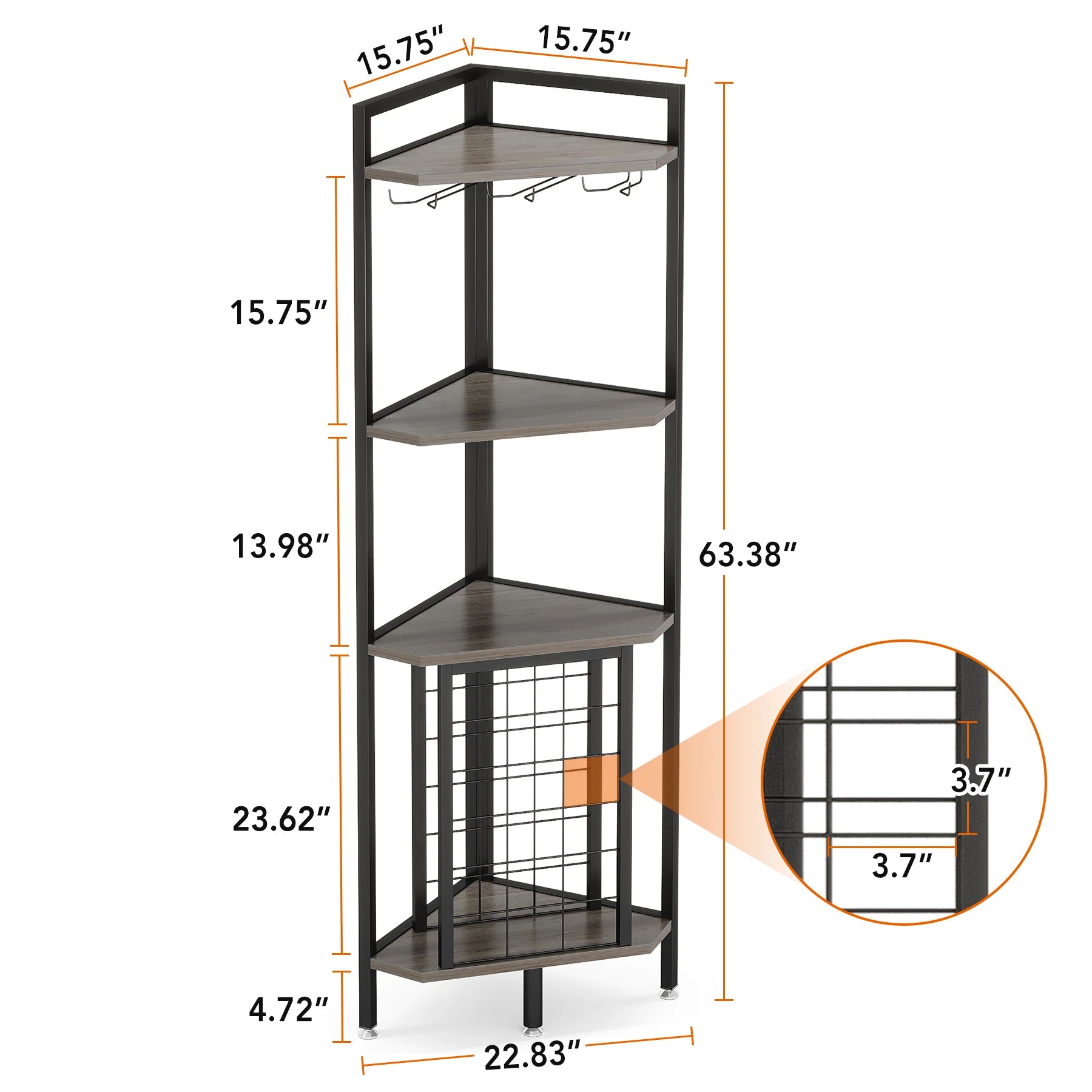 4-Tier Corner Wine Rack with Glass Holder and Storage Shelves - Luvasmr