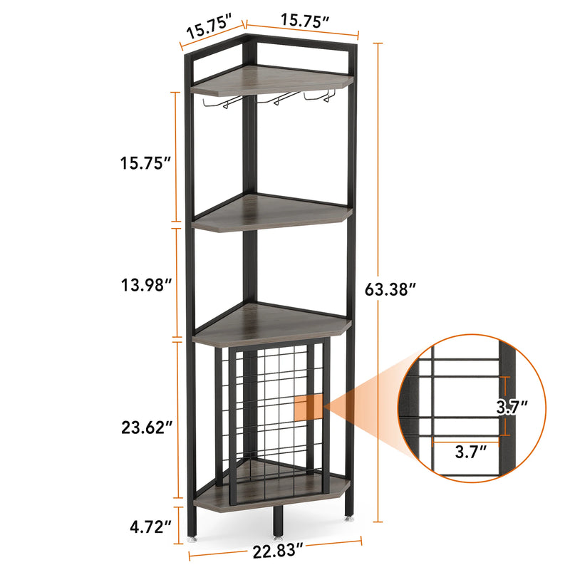 4-Tier Corner Wine Rack with Glass Holder and Storage Shelves - Luvasmr