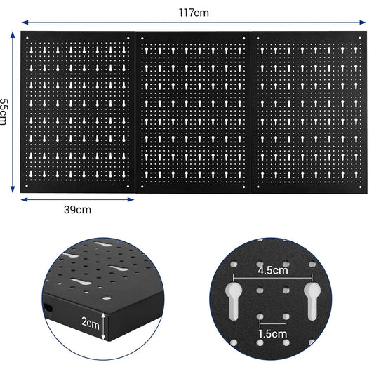Metal Pegboard Wall Organiser with Hooks
