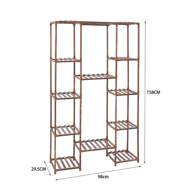 Brown Multi-Tier Wood Plant Stand Flower Display Shelf - Luvasmr