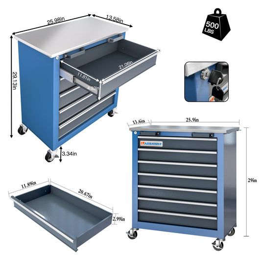 Tool Cabinet with 7-Drawer and 5-Drawer Tool Chests