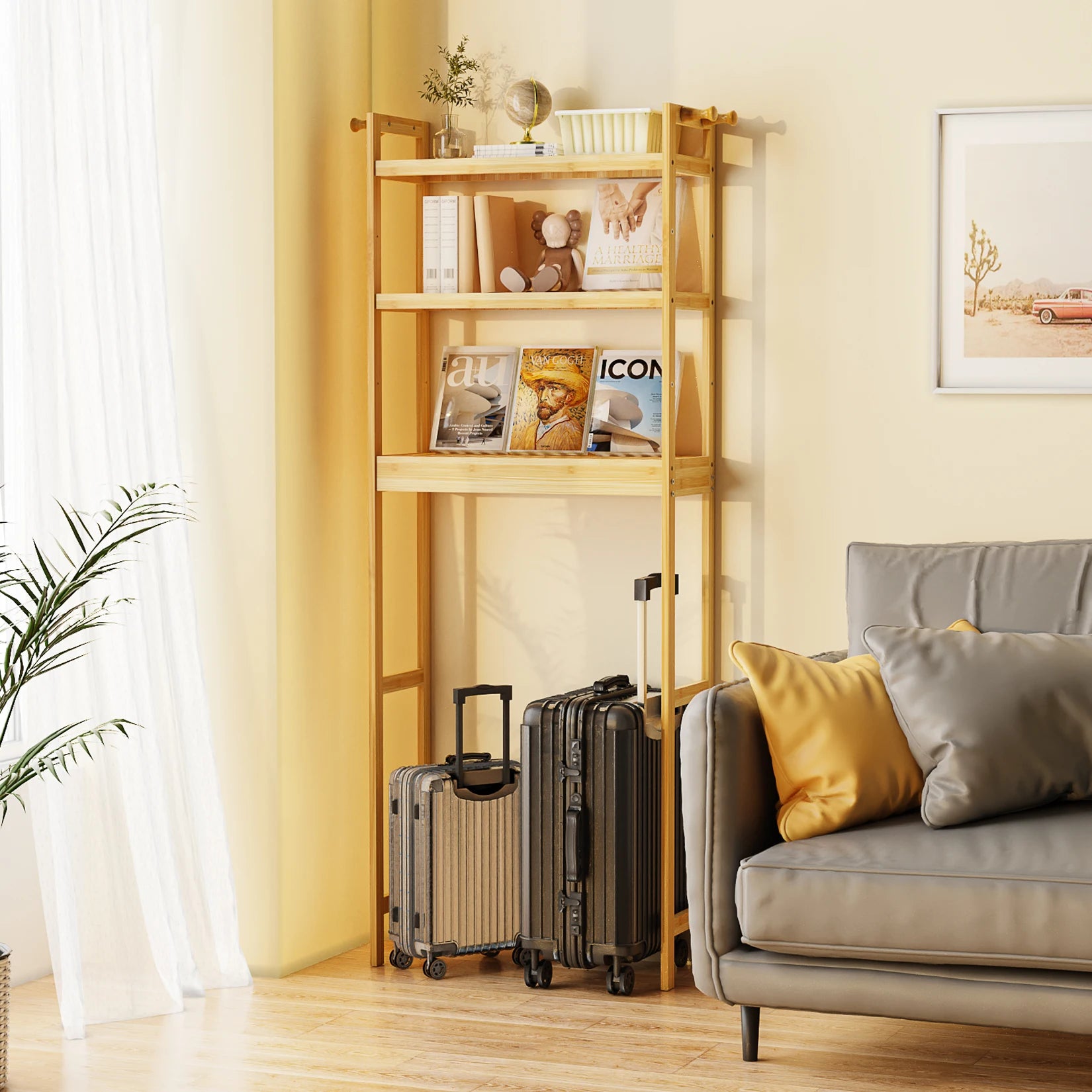 Bamboo Bathroom Finishing Rack with Adjustable Shelves - Luvasmr