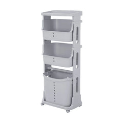 4-Tier Storage Rack Laundry Basket with Wheels