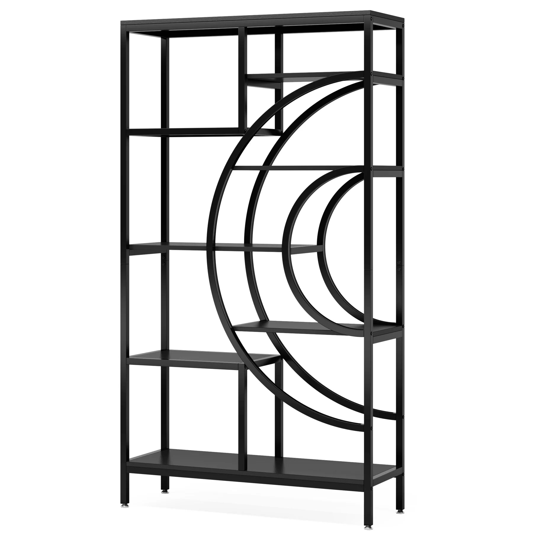 8-Tier Rustic Geometric Bookcase with Metal Frame - Luvasmr