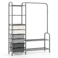 3-Tier Clothes Rails Stand Garment Coat Rack with 6 Storage Drawers - Luvasmr