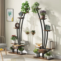 6-Tier Metal Plant Stand Pack of 2 with Hanging Hooks