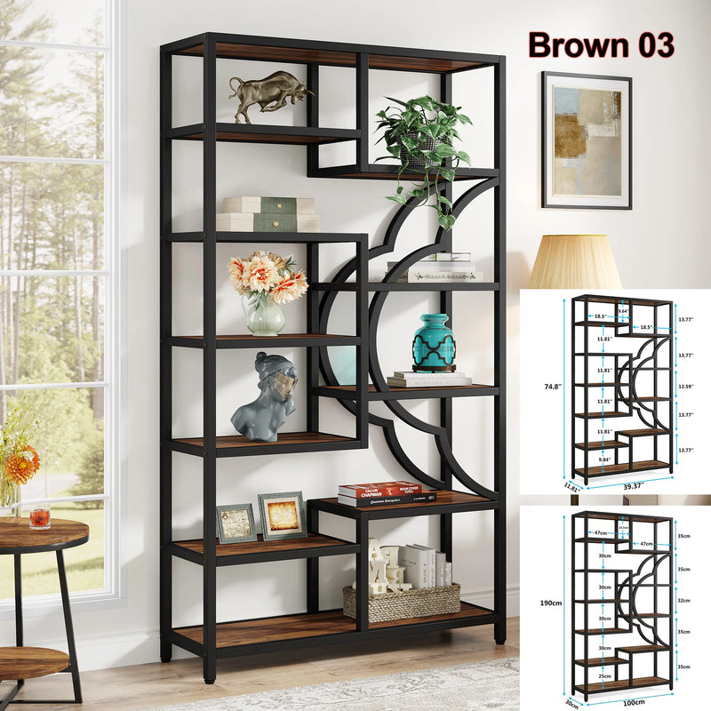 5-Tier Industrial Etagere Rustic Bookcase showcasing a stylish design with ample storage for books and decor.