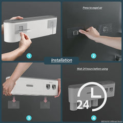 Magnetic Inverted Toothbrush Holder with Automatic Toothpaste Squeezer