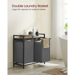 2-Compartment Laundry Basket with Pull-Out Removable Bags