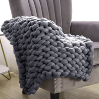 Grey Handwoven Chunky Knit Throw Blanket - Luvasmr