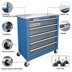 5-Drawer Tool Chest Cabinet with Key Locking System