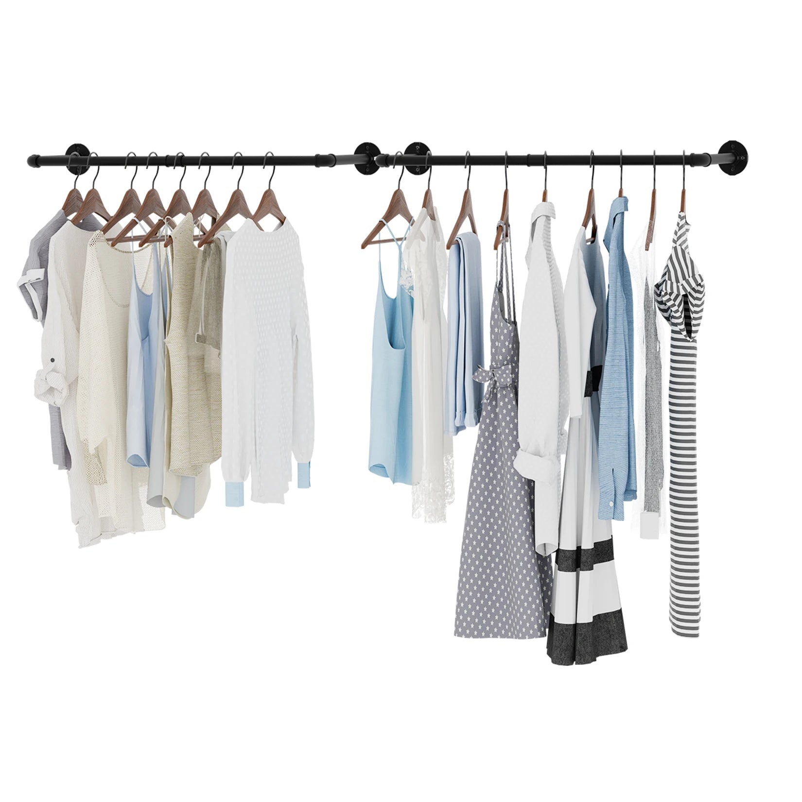 Wall Mounted Industrial Pipe Clothes Rail Rack Pack of 2 - Luvasmr