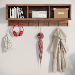 Industrial Coat Rack and Shoe Bench Set with 3 Storage Cubbies