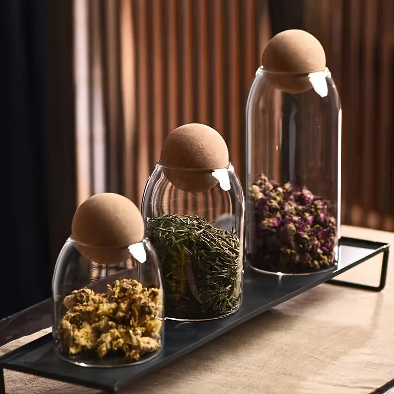 3-Piece Glass Storage Jar Set with Ball Cork Lids - Luvasmr