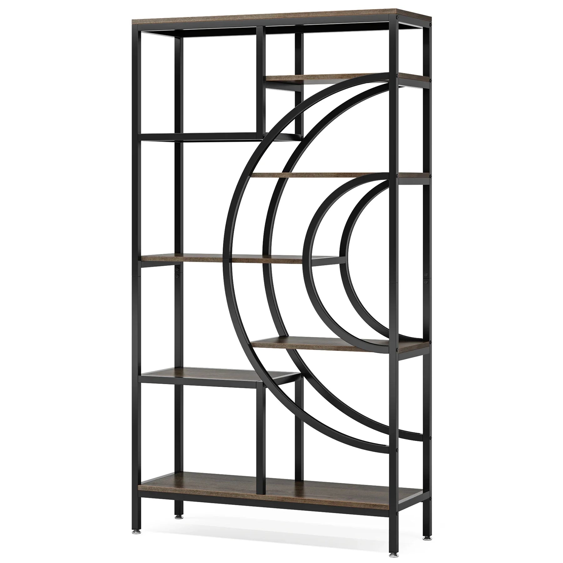 8-Tier Rustic Geometric Bookcase with Metal Frame - Luvasmr