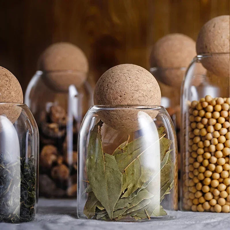 Clear Glass Storage Jar with Cork Lid Airtight Canister - Luvasmr