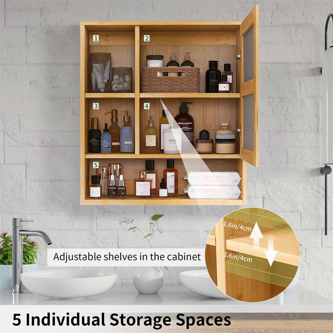 Wall Mounted Bamboo Bathroom Vanity Mirror Cabinet - Luvasmr