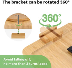 Bamboo Sofa Tray Table with Clip-On Side and Phone Holder