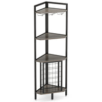 4-Tier Corner Wine Rack with Glass Holder and Storage Shelves - Luvasmr