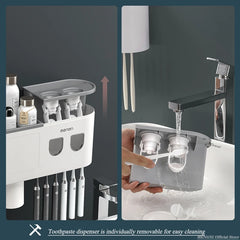 Magnetic Inverted Toothbrush Holder with Automatic Toothpaste Squeezer