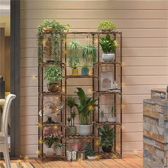 Brown Multi-Tier Wood Plant Stand Flower Display Shelf