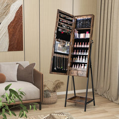 LED Jewellery Mirror Cabinet with Lockable Armoire