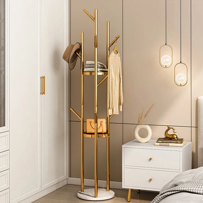 Heavy Duty Gold Metal Marble Coat Rack Stand - Luvasmr