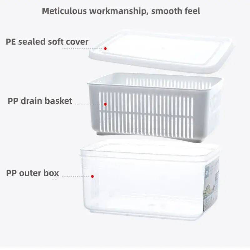 Refrigerator Organizer Fridge Storage Box Fresh Vegetable Fruit Boxes Drain Basket Storage Containers Pantry Kitchen Organizer |  | Luvasmr - Satisfyingly Organised