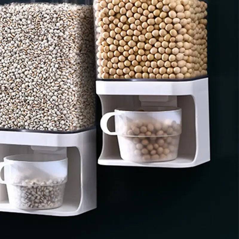 Cereal Dispenser Plastic Clear Wall Mounted Divided Rice Dry Food Container Storage Organizer for Home Kitchen |  | Luvasmr - Satisfyingly Organised