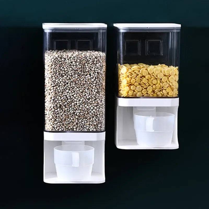 Cereal Dispenser Plastic Clear Wall Mounted Divided Rice Dry Food Container Storage Organizer for Home Kitchen |  | Luvasmr - Satisfyingly Organised