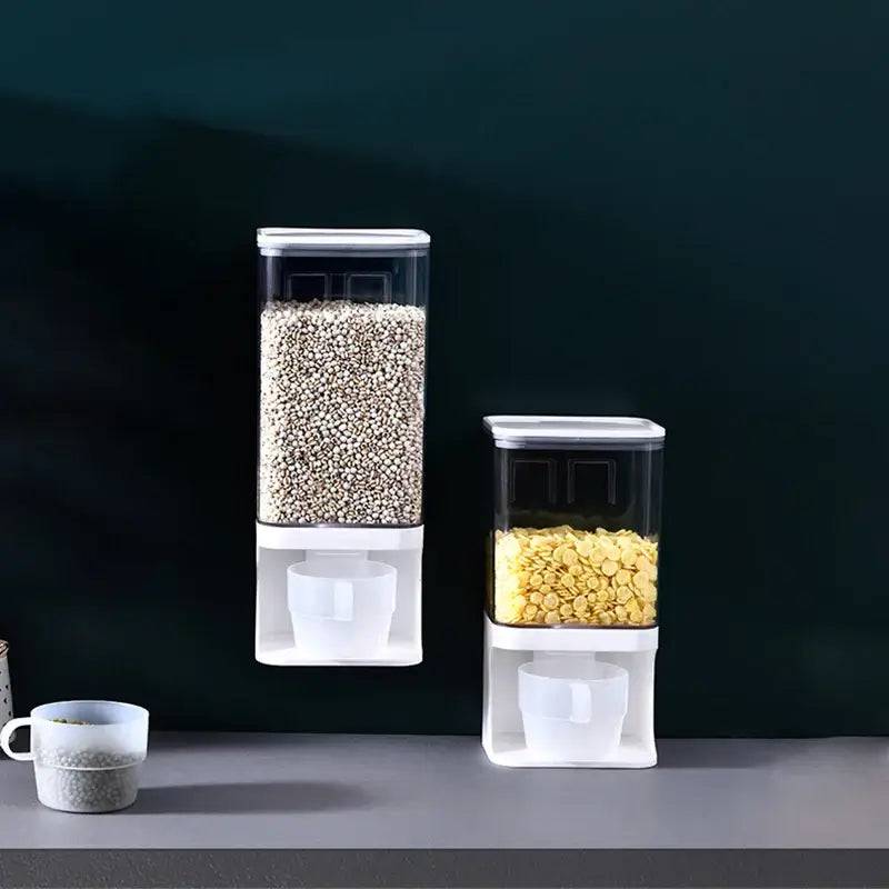 Cereal Dispenser Plastic Clear Wall Mounted Divided Rice Dry Food Container Storage Organizer for Home Kitchen |  | Luvasmr - Satisfyingly Organised
