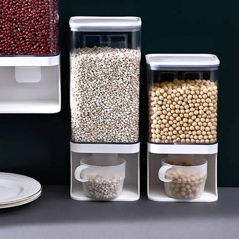 Cereal Dispenser Plastic Clear Wall Mounted Divided Rice Dry Food Container Storage Organizer for Home Kitchen |  | Luvasmr - Satisfyingly Organised