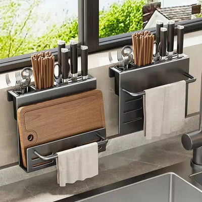 Kitchen Storage Rack Spice Rack Knife Rack Raised Guardrail Chopstick Barrel Kitchen Organizer Kitchen Accessories |  | Luvasmr - Satisfyingly Organised