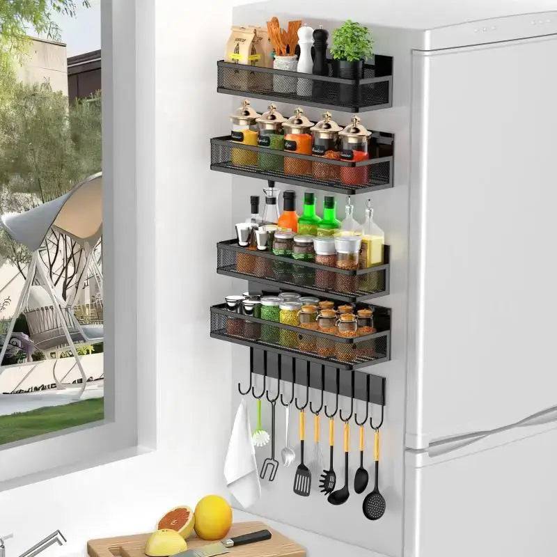 Magnetic Spice Rack Magnetic Rack for Refrigerator Spice Organizer with 8 Hook Rack Magnetic Shelfs |  | Luvasmr - Satisfyingly Organised