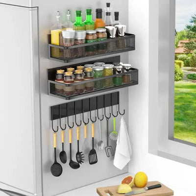 Magnetic Spice Rack Magnetic Rack for Refrigerator Spice Organizer with 8 Hook Rack Magnetic Shelfs |  | Luvasmr - Satisfyingly Organised