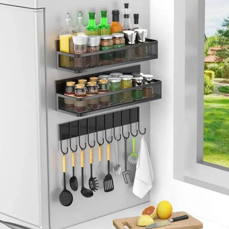 Magnetic Spice Rack Magnetic Rack for Refrigerator Spice Organizer with 8 Hook Rack Magnetic Shelfs |  | Luvasmr - Satisfyingly Organised