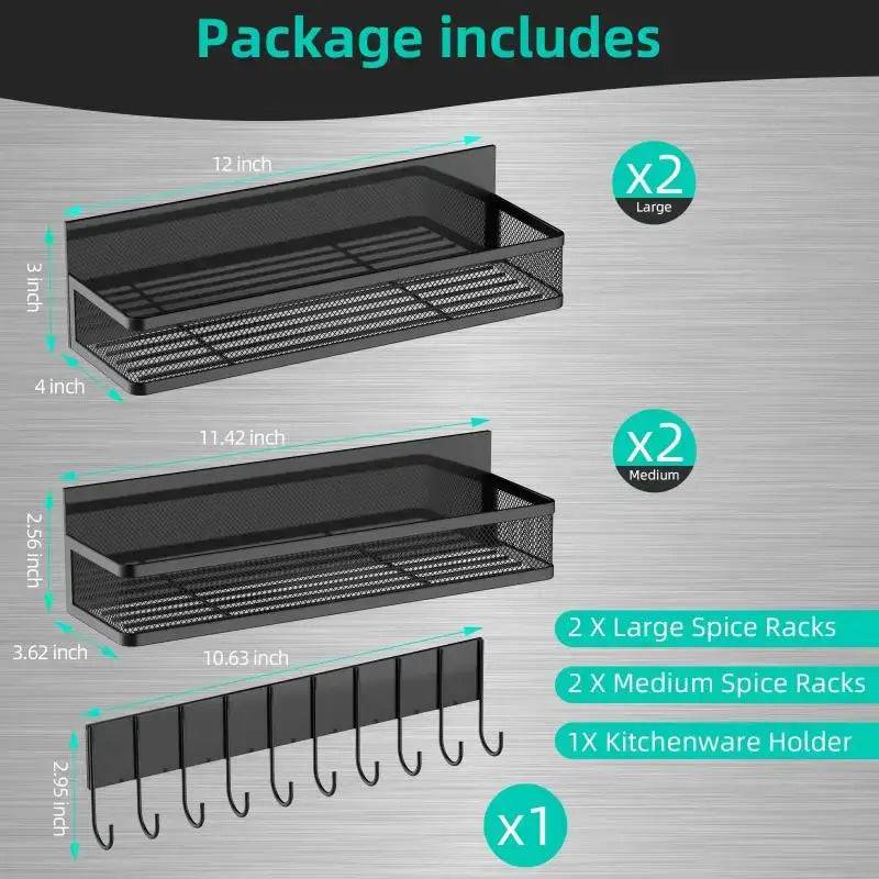 Magnetic Spice Rack Magnetic Rack for Refrigerator Spice Organizer with 8 Hook Rack Magnetic Shelfs |  | Luvasmr - Satisfyingly Organised