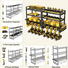 Power Tool Organizer Wall Mount Heavy Duty 8 Drill Holder 4 Layer Garage Suitable Utility Racks for Room, Workshop |  | Luvasmr - Satisfyingly Organised