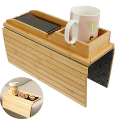 Couch Cup Holder Bamboo Wood Sofa Armrest Tray Foldable Sofa Cup Holder Anti-Slip Couch Arm Cup Holder Sofa Side Storage Tray |  | Luvasmr - Satisfyingly Organised